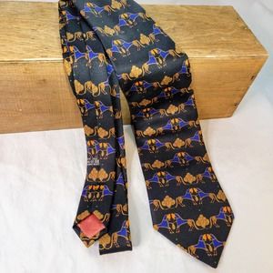 Unique Christian Dior Monsieur Neck Tie Ancient Greek Horse Blue Gold Black